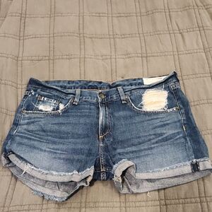 rag & bone Distressed Classic Blue Denim Shorts Size 30!